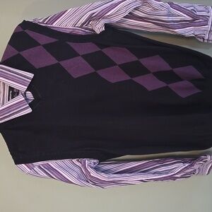 Axist black & purple argyle sweater vest men's size medium